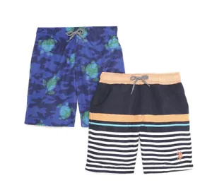 U.S. Polo Assn. Costume da bagno ragazzo a righe tartaruga marina UPF 50+ 2 pezzi nuovo con etichetta XL (14-16) - Foto 1 di 3