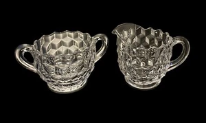 Vintage Fostoria American Clear Open Sugar Bowl and Creamer Set Excellent - Picture 1 of 7