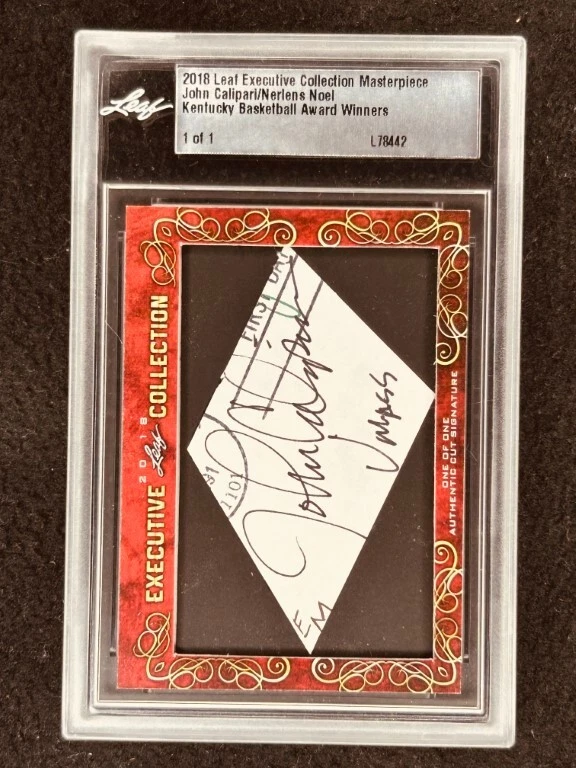 John Calipari Nerlens Noel 2018 Leaf Masterpiece Cut Signature 1/1 JSA Kentucky - Image 1 of 2