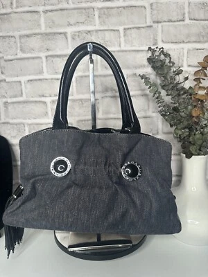 Bolso de hombro Blgari de cuero y denim usado en excelente estado con cierre a presión y asas dobles Foto 1 de 4