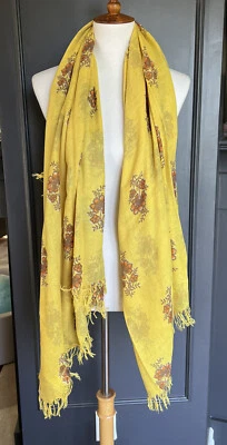 Nueva Auténtica Bufanda Chan Luu Limón Hibisco Floral Cachemira Seda Foto 1 de 4