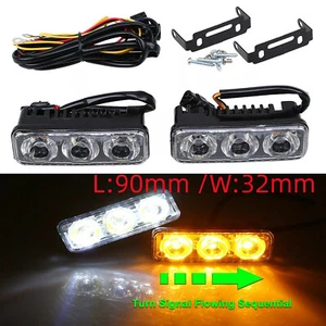 3 LED DRL Switchback Amber 6K White Universal Daytime Running Turn Signal Ch2 - Picture 1 of 4