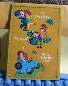 Vintage ANNIVERSARY Cd 1970 Hallmark 100-8 Be Carefree! Cartoon Couple - Picture 1 of 5