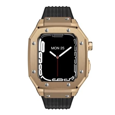 Estuche de lujo resistente de metal dorado rosa para Apple Watch Series 8 7 6 5 4 SE Foto 1 de 4