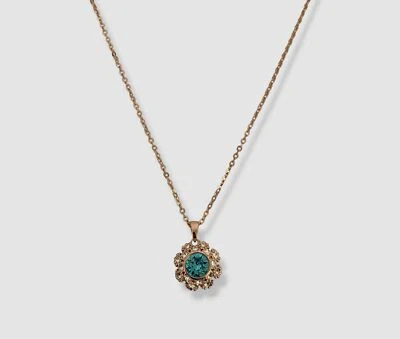 Ted Baker Women's Blue Turquoise Crystal Rose Gold Pendant Necklace - Image 1 of 2