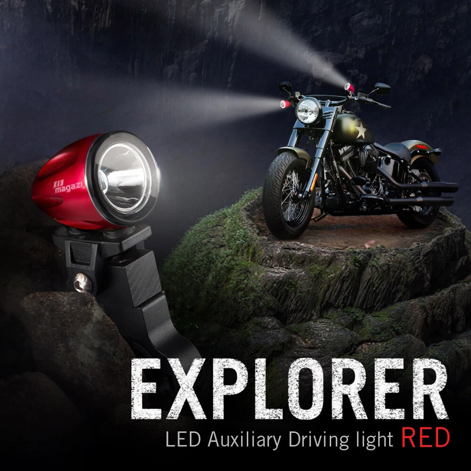 mini foco de luz LED carcasa roja 22-25 mm diámetro barra se adapta a Suzuki Yamaha Foto 1 de 4