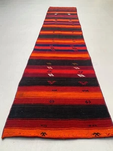 Old Turkish narrow Kilim Runner 285x63 cm shabby chic, vintage kelim - Picture 1 of 12