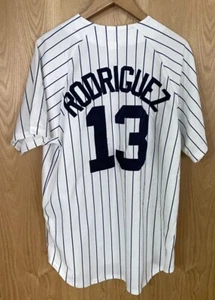Alex Rodriguez NY Yankees Jersey Large Vintage Majestic Pinstripe USA Made MLB - Picture 1 of 18