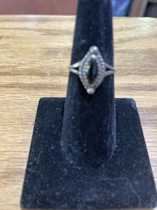 Vintage Sterling Silver & Genuine  Onyx Ring -Size 7 - Picture 1 of 6