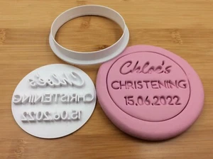Custom Personalized Christening Baptism Baby Shower Cookie Embosser Stamp - Picture 1 of 4