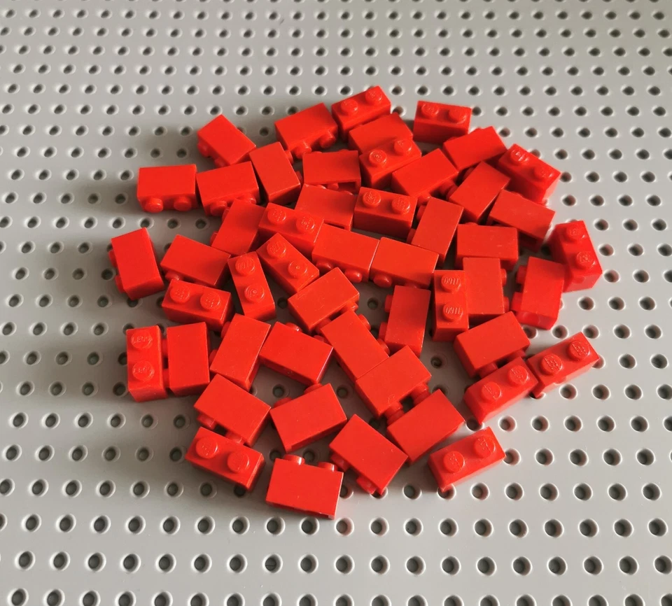 LEGO Basic Baustein Grundstein Basisstein 1x2 Rot 50 Stück Red Brick 3004 R1 - Bild 1 von 1