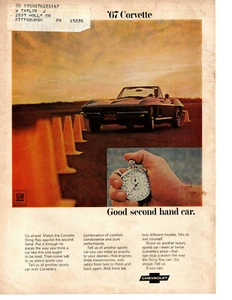 1967 CHEVROLET CORVETTE STING RAY ~ ORIGINALDRUCK ANZEIGE - Bild 1 von 1