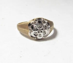 MEN'S 10K TWO TONE GOLD MRING WITH 7 ROUND NATURAL DIAMONDS - Picture 1 of 4