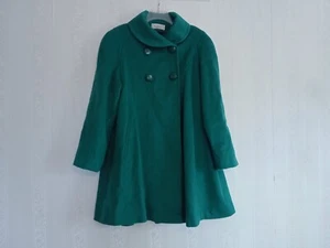 Vintage Wool LA Vogue Teal Peacoat A-Line Shawl Collar Size L/XL Dress Long - Picture 1 of 11