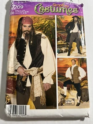 UNCUT Simplicity 0209 Cosplay Costume Pirate Mens Costume L XL Waistcoat + More - Image 1 of 2