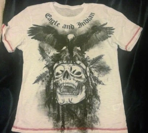 T-shirt Aditivo XL bianca motivo "Aquila e Indiano" - Foto 1 di 2