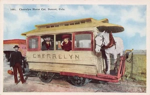 Denver Colorado CO Cherrelyn Horse Car People Postcard - Picture 1 of 2