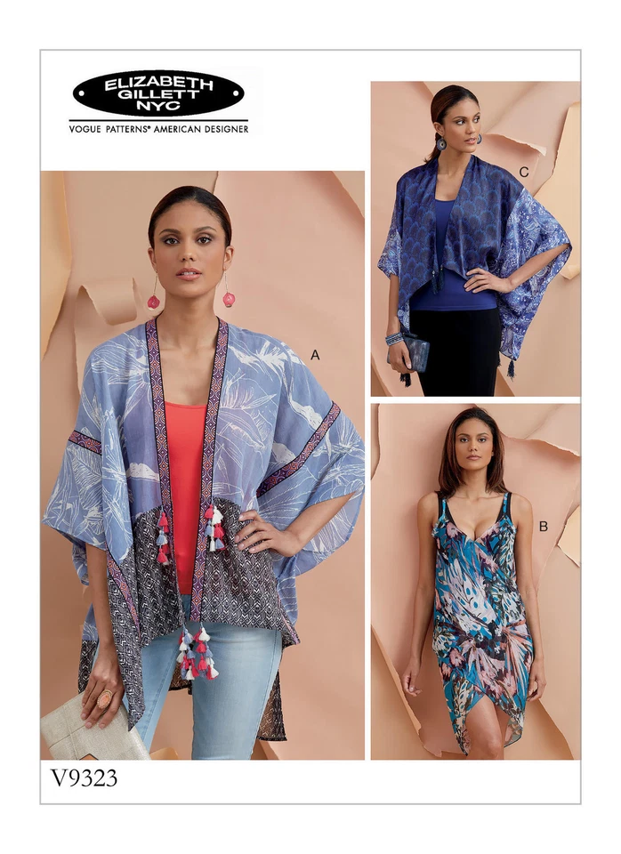 Vogue Sewing Pattern V9323 Misses Kimono Sleeve Wrap Bikini Beach Cover-up Uncut - Image 1 of 4