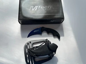 Cuchillo de cuello de hoja fija MTech 5" azul táctico dentado Karambit MT-20-63BL - Imagen 1 de 5