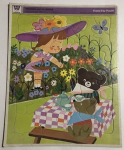 Vintage 1972 Whitman #4536 Friends And Flowers Children's Frame Tray Puzzle - Picture 1 of 5