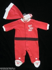 CARTER'S~RED SANTA KNIT OUTFIT~SUIT~SLEEPER W/ HAT~NEWBORN~3 MO~6 MO~NWT - Picture 1 of 4