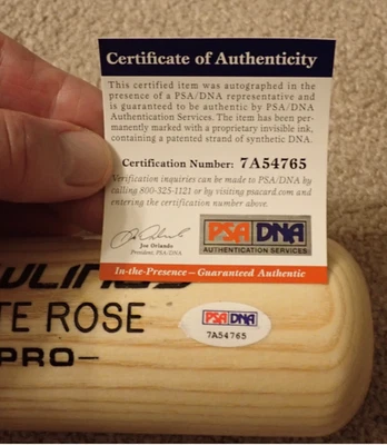 Pete Rose Firmado Rawlings Pro 34" Ash Bat Certificado PSA con Certificado de Autenticidad Foto 1 de 4