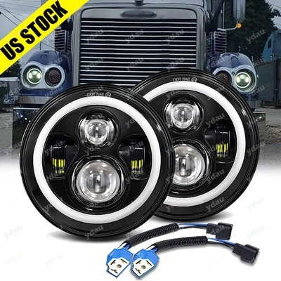For Freightliner Century Class 7inch Round LED Headlights Hi/Lo Beam Light Pair - Image 1 of 4