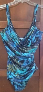 Miraclesuit Ruched Multi-Color Floral Print One Piece Underwire Bra Swimsuit 12 - Picture 1 of 20