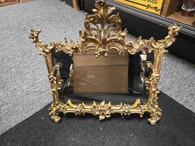 Gilded bronze frame rococo mirror glass foliage Napoleon III 19th century c.1894 - Image 1 of 4