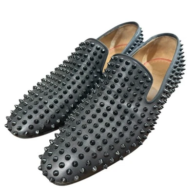 Christian Louboutin scarpe slip-on sneakers borchie EU 42 US 9 nere autentiche - Immagine 1 di 4