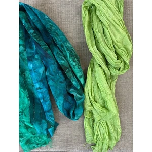 Türkis Blau Batik Schal & Crinkle Limettengrün Schal Set MermaidcoreFeenkern - Bild 1 von 6