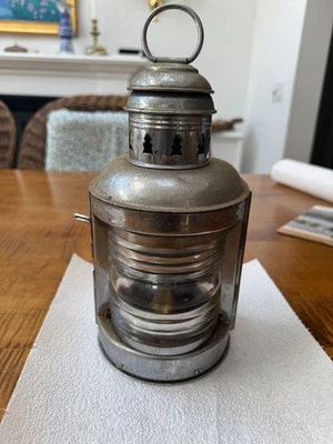 Vtg PERKO Nautical Ship Lamp Oil Lantern Ribbed Globe -  Brooklyn , N.Y. - Image 1 of 4