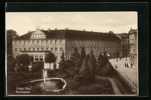 Löbau i. Sa., Reichsplatz mit Springbrunnen, Ansichtskarte 1930  - Picture 1 of 2