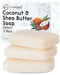 3-Pack Organic Coconut & Shea Butter Soap Bar 4oz each Set - 100% Vegan Cold ... - Picture 1 of 7