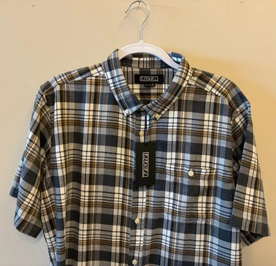 Men's EZEKIEL Multi-Color Plaid Woven Short-Sleeve Shirt - New! | sz L - Image 1 of 4