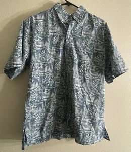 Reyn Spooner Shirt Mens L Floral Leaves Palm Trees Hawaiian Button Up Vintage - Picture 1 of 6