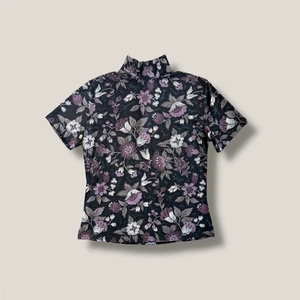 🕷️🥀 Vintage 90s whimsygoth floral velvet burnout turtleneck top - Picture 1 of 9