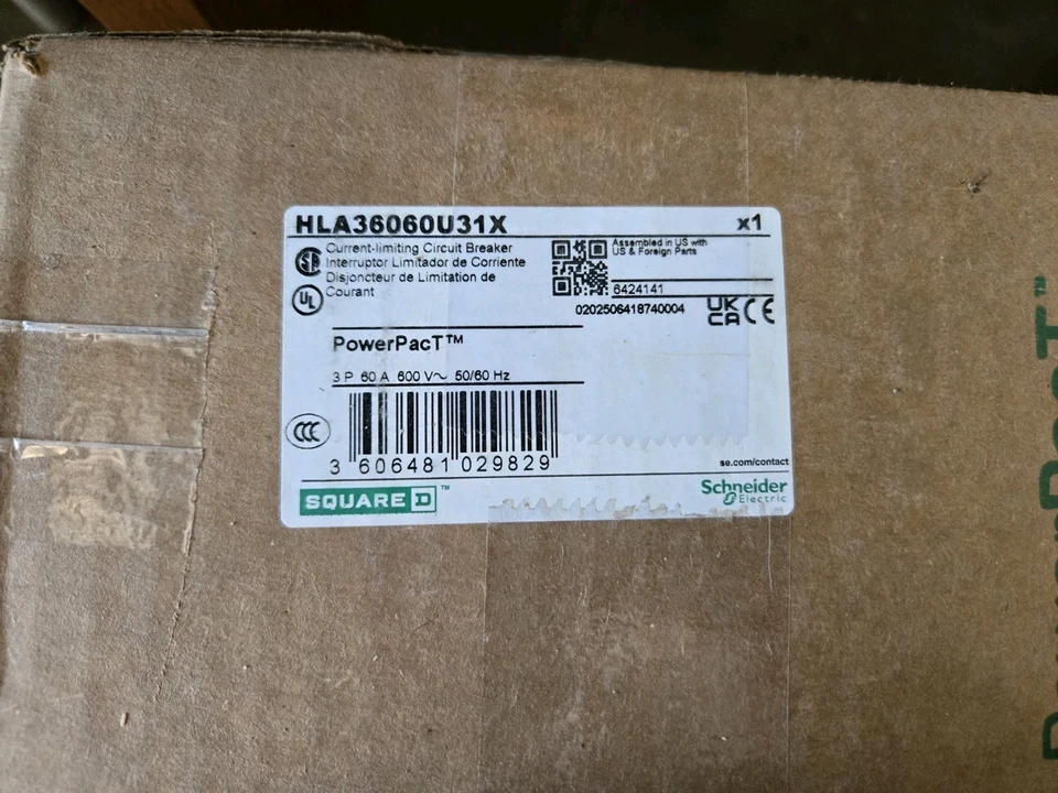 Square D - HLA36060U31X - Molded Circuit Breaker 3P60A New - Image 1 of 1