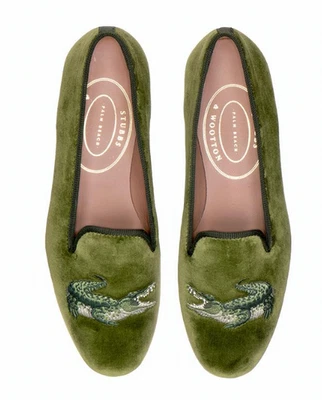 Stubbs Wootton Velvet Dress Slipper NEW Men's 10 Green Sage - Photo 1/2