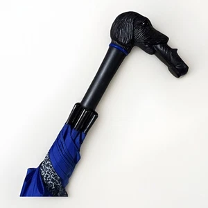 VINTAGE UMBRELLA FEATURING A DOG WITH A SHOE IN IT'S MOUTH AS THE HANDLE USED - Picture 1 of 7