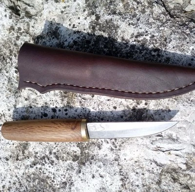 手工制作Puukko刀8英尺大马士革刀片胡桃木手柄北欧户外 — 第 1/3 张图片