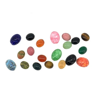 Lote de 20 escarabajos tallados genuinos varias piedras preciosas sueltas 9-13 mm Foto 1 de 4