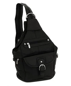 Womens Leather Convertible 7 Pocket Medium Size Tear Drop Sling Backpack Purs... - Picture 1 of 7