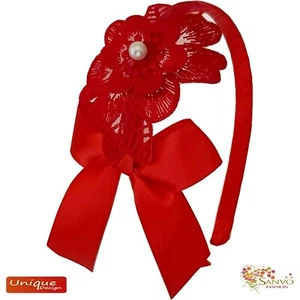 RED HEADBAND ALICE BAND HAIR BAND GIRLS WOMEN WEDDING PARTY XMAS HEADBAND - Bild 1 von 5