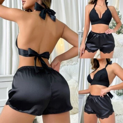 Sexy Women's Lingerie Two Piece Set Nightwear Backless Teddy Babydoll Sleepdress - Image 1 of 4