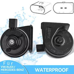 2x bocina bocina fanfarria bocina de señal agudo tono bajo para Audi VW Golf Seat Skoda. - Imagen 1 de 8