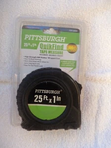 Tape Measure Pittsburgh 25 ft x 1" Quick Find Rubber Grip & Thumb Lock Brand New - Picture 1 of 2