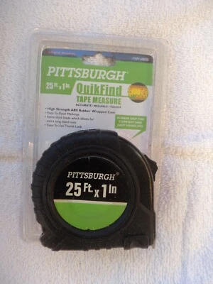 Tape Measure Pittsburgh 25 ft x 1" Quick Find Rubber Grip & Thumb Lock Brand New - Image 1 of 2