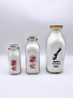 Vtg. Milk Bottles Variation Lot 3 : 1 quart, 1/2 pint, 1 pint. Used as Display.