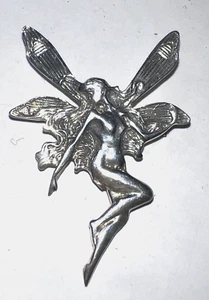 Vintage Sterling Silver Fairy Nymph Woman Brooch Art Nouveau SS-678 - Picture 1 of 12